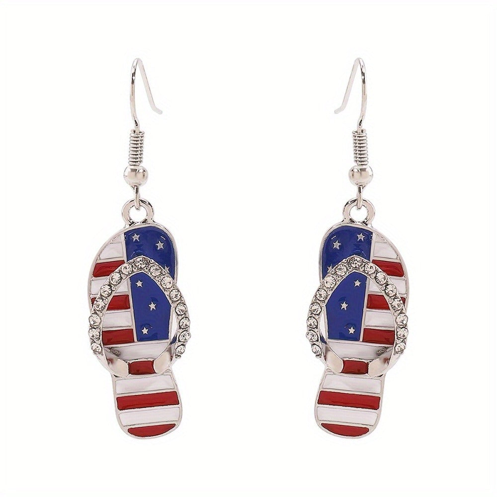 Jewelry Set for Women - Patriotic 4 Pcs American Flag 4th of July Earrings Bracelet Necklace for - product detail view 3