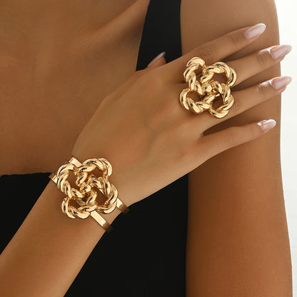 Jewelry Set for Women - Ring and Bracelet for - Retro Geometric Black Acrylic , Vintage Style - product detail view 23