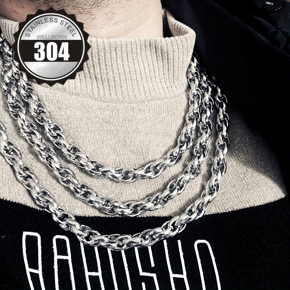 Jewelry Set for Women - Men's Hip Hop Bracelet and Necklace 304 Stainless Steel Retro Fashion 2 - product detail view 9