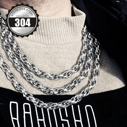 Jewelry Set for Women - Men's Hip Hop Bracelet and Necklace 304 Stainless Steel Retro Fashion 2 - product detail view 9