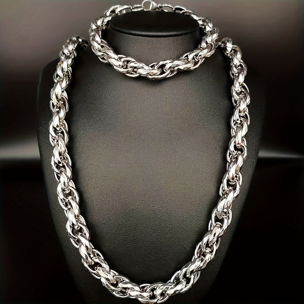 Jewelry Set for Women - Men's Hip Hop Bracelet and Necklace 304 Stainless Steel Retro Fashion 2 - product detail view 11