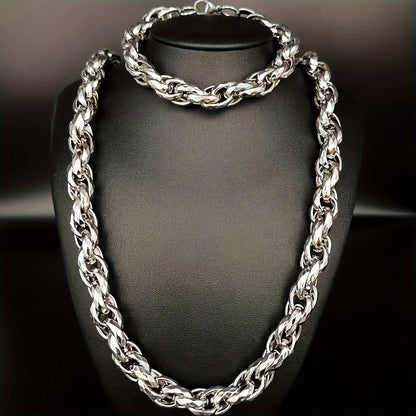 Jewelry Set for Women - Men's Hip Hop Bracelet and Necklace 304 Stainless Steel Retro Fashion 2 - product detail view 11