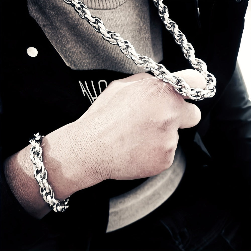 Jewelry Set for Women - Men's Hip Hop Bracelet and Necklace 304 Stainless Steel Retro Fashion 2 - product detail view 12