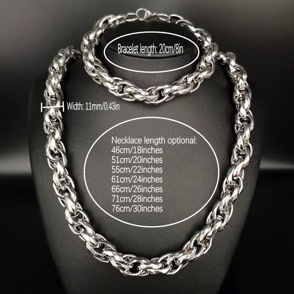 Jewelry Set for Women - Men's Hip Hop Bracelet and Necklace 304 Stainless Steel Retro Fashion 2 - product detail view 13