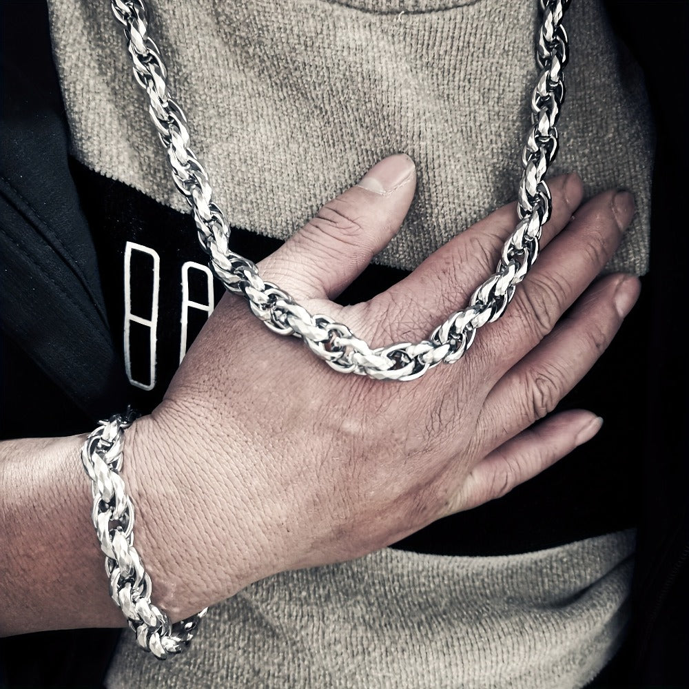 Jewelry Set for Women - Men's Hip Hop Bracelet and Necklace 304 Stainless Steel Retro Fashion 2 - product detail view 18