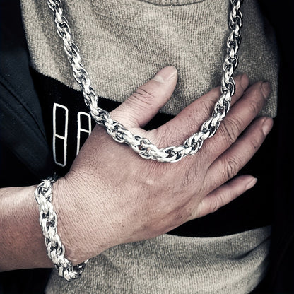Jewelry Set for Women - Men's Hip Hop Bracelet and Necklace 304 Stainless Steel Retro Fashion 2 - product detail view 18