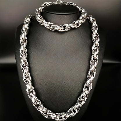 Jewelry Set for Women - Men's Hip Hop Bracelet and Necklace 304 Stainless Steel Retro Fashion 2 - product detail view 19