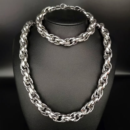 Jewelry Set for Women - Men's Hip Hop Bracelet and Necklace 304 Stainless Steel Retro Fashion 2 - product detail view 20
