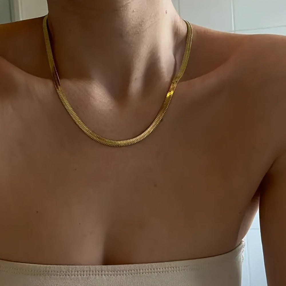 Jewelry Set for Women - Snake Chain Necklace and Bracelet 18K Gold Plated Hip Hop Unisex Luxury - product detail view 4