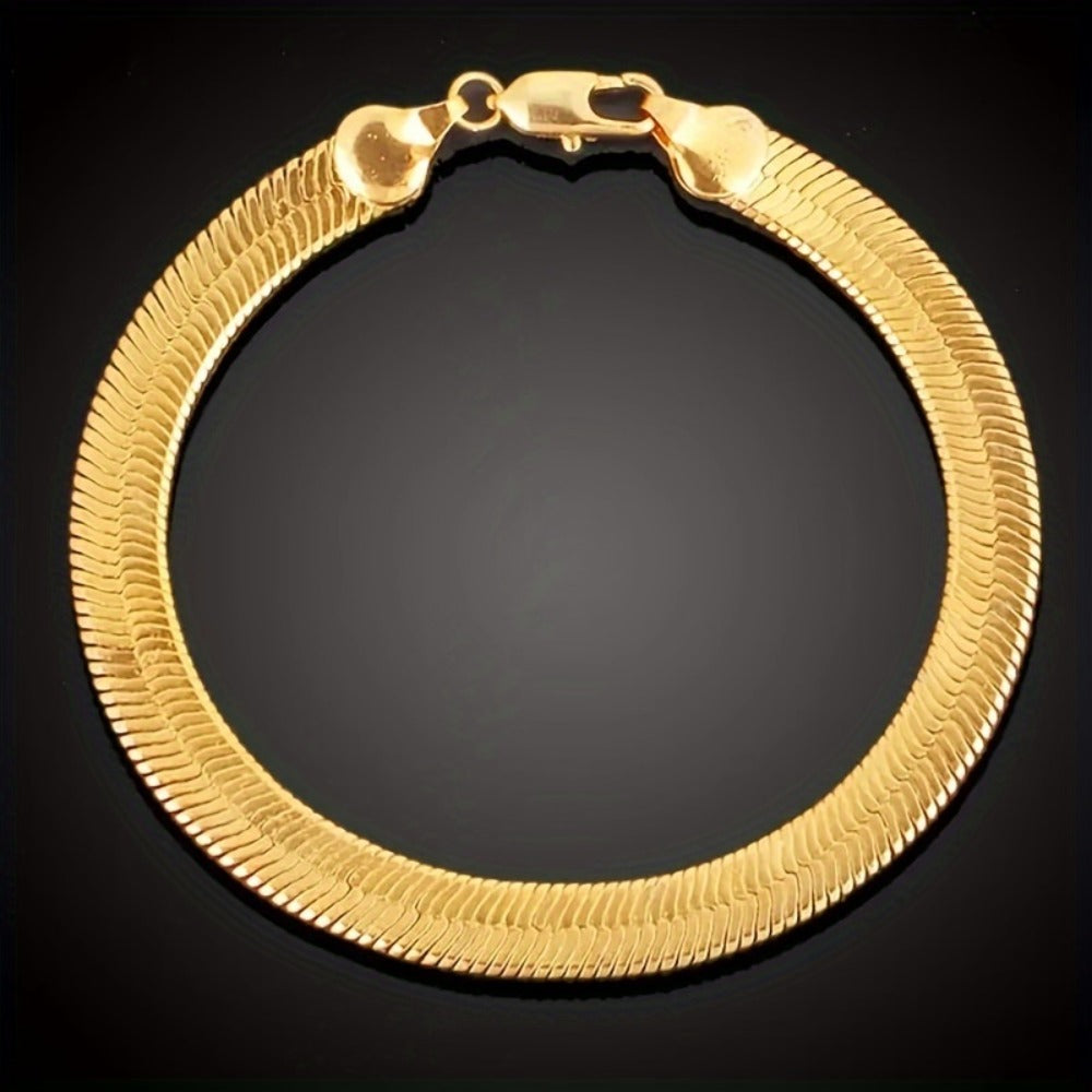 Jewelry Set for Women - Snake Chain Necklace and Bracelet 18K Gold Plated Hip Hop Unisex Luxury - product detail view 7