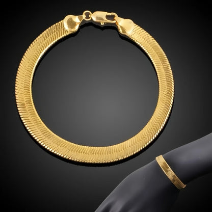 Jewelry Set for Women - Snake Chain Necklace and Bracelet 18K Gold Plated Hip Hop Unisex Luxury - product detail view 12