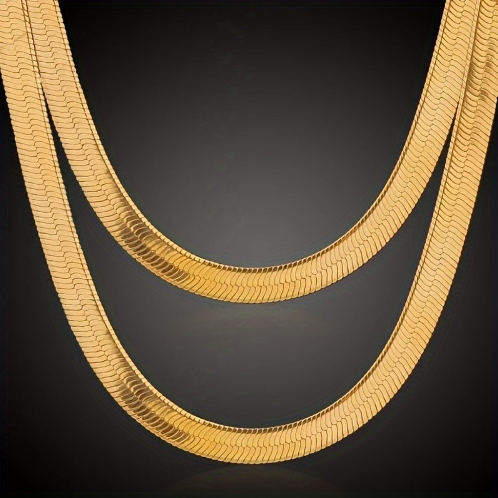 Jewelry Set for Women - Snake Chain Necklace and Bracelet 18K Gold Plated Hip Hop Unisex Luxury - product detail view 15