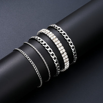 Jewelry Set for Women - Stainless Steel Cross 10 Pieces Rhinestone Necklace Bracelet Ring for Men - product detail view 5