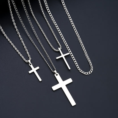 Jewelry Set for Women - Stainless Steel Cross 10 Pieces Rhinestone Necklace Bracelet Ring for Men - product detail view 7