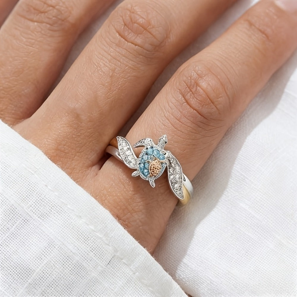 Jewelry Set for Women - Turtle 925 Sterling Silver Moissanite Necklace Earrings Ring for Beach - product detail view 5
