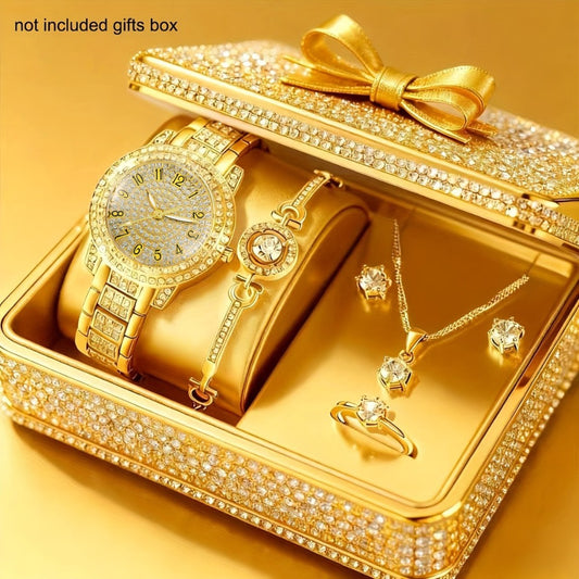 Jewelry Set with Watch - Women & 6 Pieces Luxury Ladies Wristwatch with Bracelet, Necklace - main product view