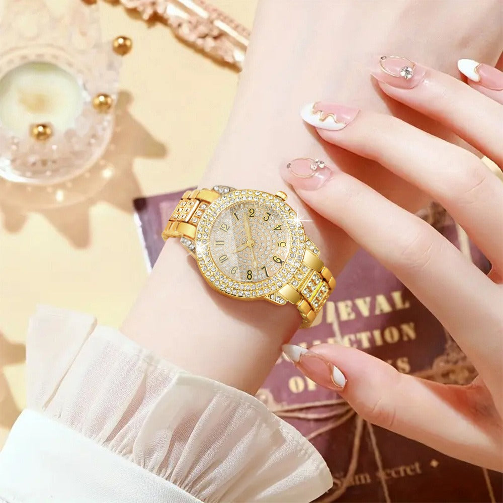 Jewelry Set with Watch - Women & 6 Pieces Luxury Ladies Wristwatch with Bracelet, Necklace - product detail view 7
