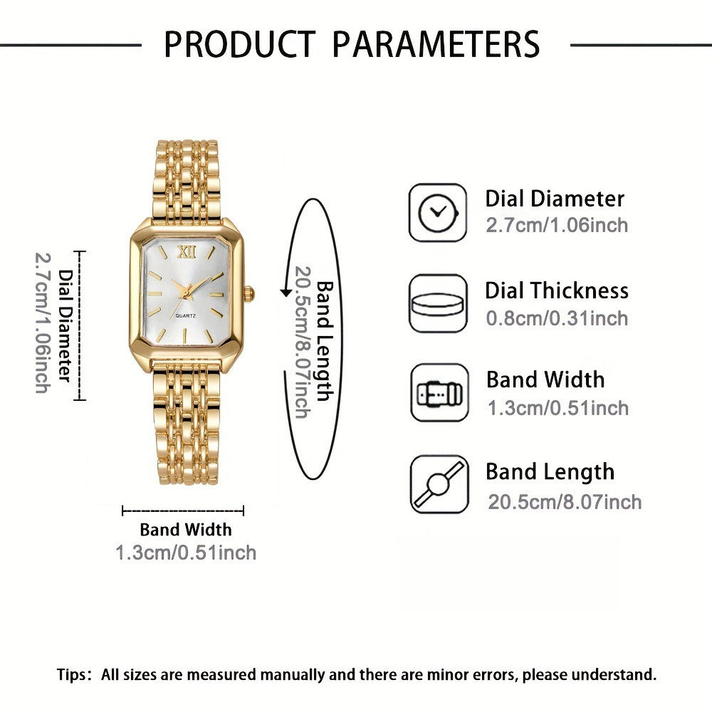 Jewelry Set with Watch - Women 6PCS Luxury Rhinestone Bracelet Ring Necklace Earrings Quartz - product detail view 5