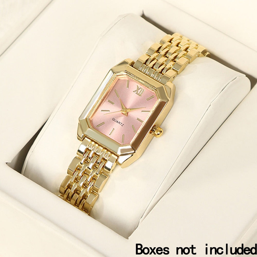 Jewelry Set with Watch - Women 6PCS Luxury Rhinestone Bracelet Ring Necklace Earrings Quartz - product detail view 30