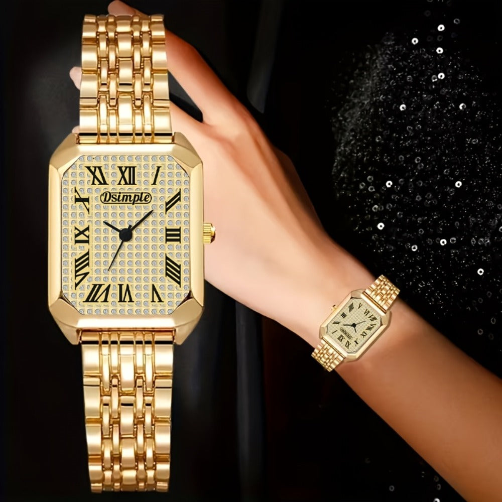 Jewelry Set with Watch - Women 6PCS Luxury Rhinestone Bracelet Ring Necklace Earrings Quartz - product detail view 39