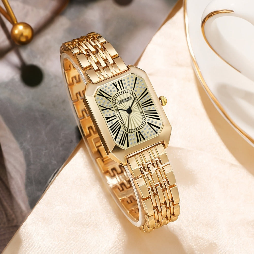 Jewelry Set with Watch - Women 6PCS Luxury Rhinestone Bracelet Ring Necklace Earrings Quartz - product detail view 51