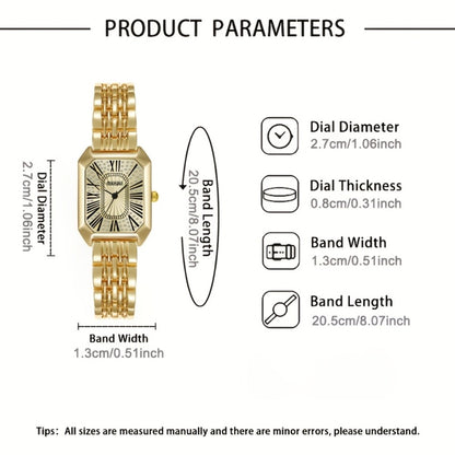 Jewelry Set with Watch - Women 6PCS Luxury Rhinestone Bracelet Ring Necklace Earrings Quartz - product detail view 52