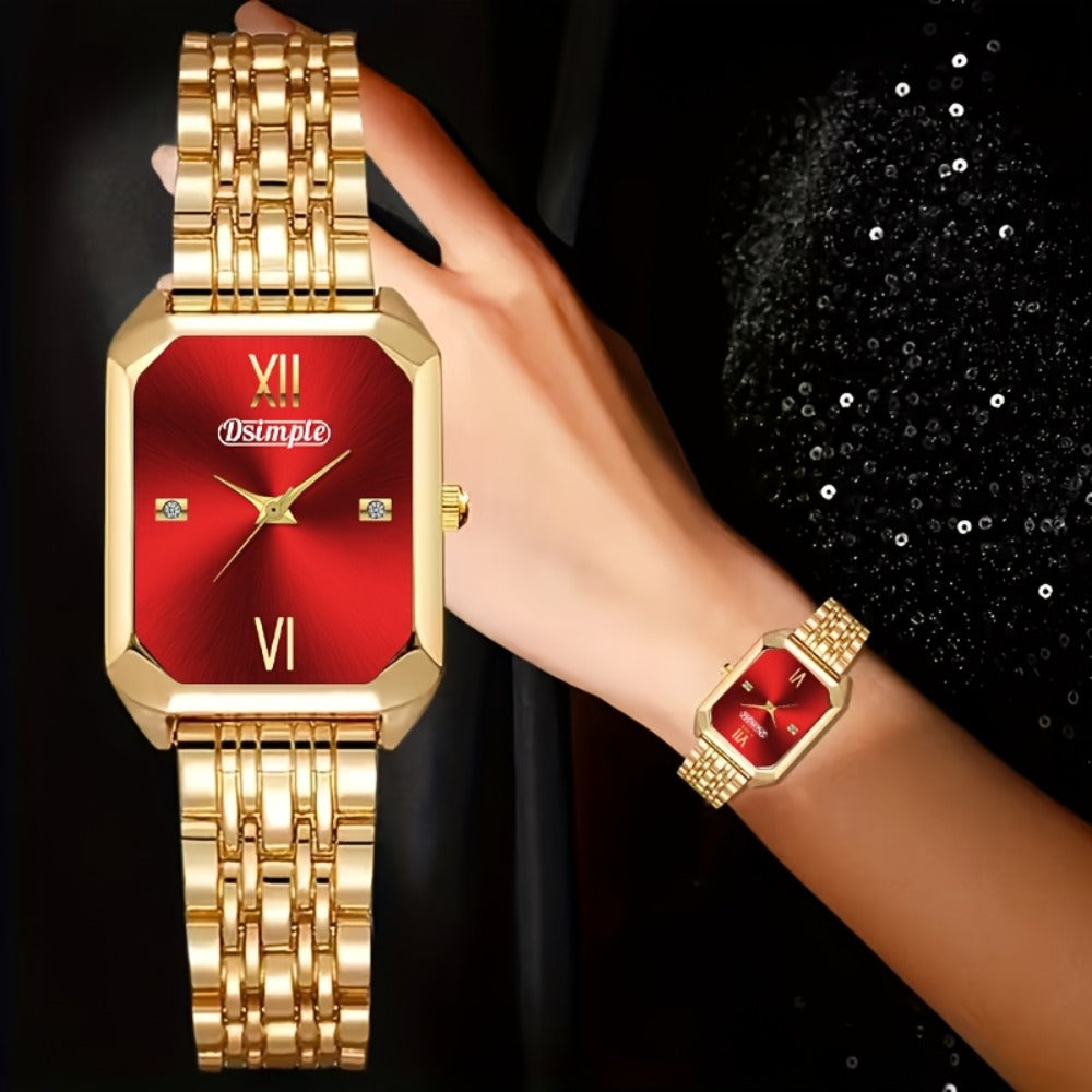 Jewelry Set with Watch - Women 6PCS Luxury Rhinestone Bracelet Ring Necklace Earrings Quartz - product detail view 53