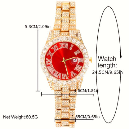 Jewelry Set with Watch - Cuban Link for Women Necklace, Bracelet, Pendant & Wristwatch Full - product detail view 4