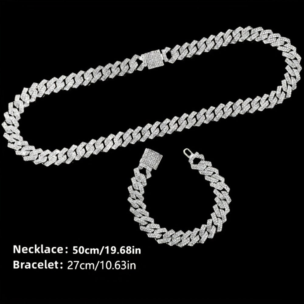 Jewelry Set with Watch - Cuban Link for Women Necklace, Bracelet, Pendant & Wristwatch Full - product detail view 14