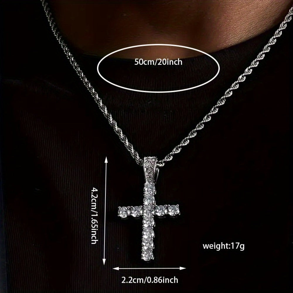 Jewelry Set with Watch - Hip Hop Men Cuban Chain Pendant Necklace Bracelet Blue Black Green Red - product detail view 35