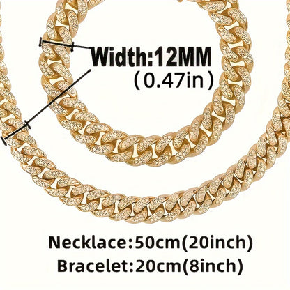 Jewelry Set with Watch - Necklace Bracelet 3 Pieces Quartz with Cuban Chain Necklace & Bracelet - product detail view 8