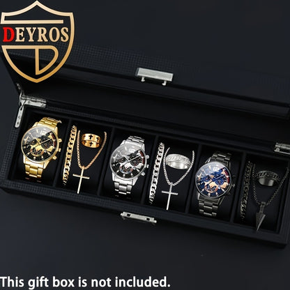 Jewelry Set with Watch - Men's 12pcs & 3 Quartz Watches, 9pcs Hip-Hop Bracelet, Necklace & Ring - product detail view 10
