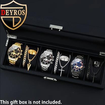 Jewelry Set with Watch - Men's 12pcs & 3 Quartz Watches, 9pcs Hip-Hop Bracelet, Necklace & Ring - product detail view 22