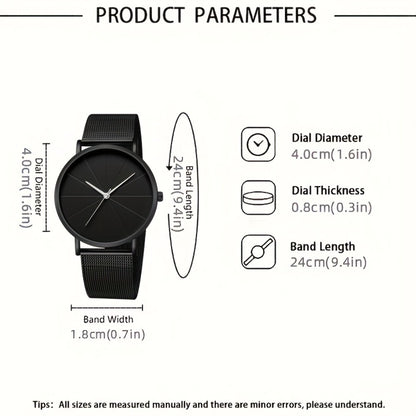 Jewelry Set with Watch - Men's & 4pcs Quartz , Ring, Necklace & Bracelet Fashion Accessory Bundle - product detail view 3