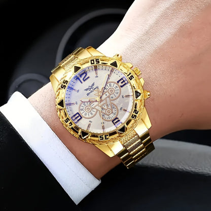 Jewelry Set with Watch - Men's Bracelet Necklace 3 Pieces Luxury Quartz with Stainless Steel Strap - product detail view 6