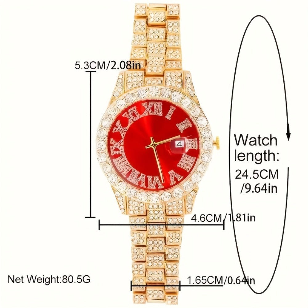 Jewelry Set with Watch - Men's & Combo Hip Hop Necklace Bracelet Geometric Pendant Gift , 3-Piece - product detail view 2
