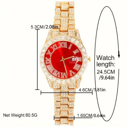 Jewelry Set with Watch - Men's & Combo Hip Hop Necklace Bracelet Geometric Pendant Gift , 3-Piece - product detail view 2