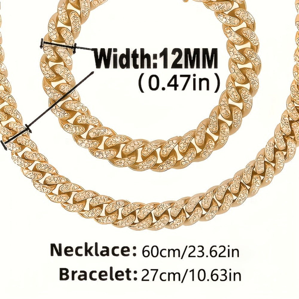 Jewelry Set with Watch - Men's & Combo Hip Hop Necklace Bracelet Geometric Pendant Gift , 3-Piece - product detail view 6