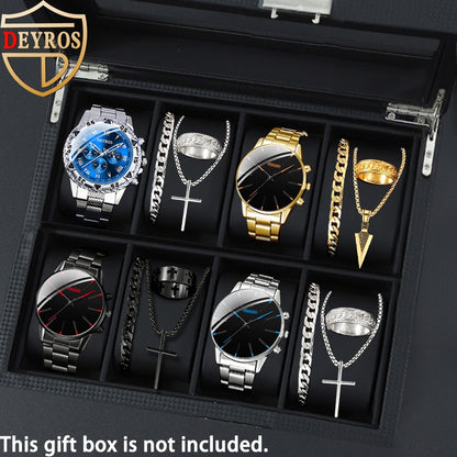 Jewelry Set with Watch - Men's & Gift 16pcs 4 Quartz Analog Watches + 12pcs Bracelet Necklace Ring - product detail view 21