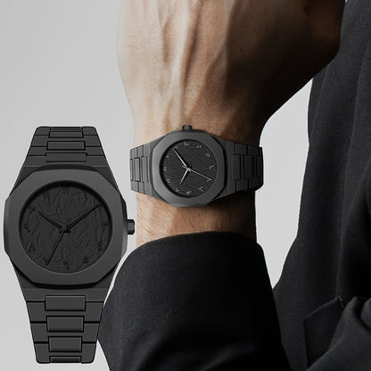Jewelry Set with Watch - Men's & Gift 4pcs - Quartz Watches Necklace Bracelet Ring Bundle, Black - product detail view 5