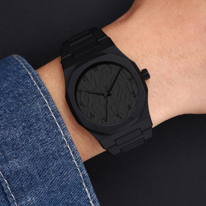 Jewelry Set with Watch - Men's & Gift 4pcs - Quartz Watches Necklace Bracelet Ring Bundle, Black - product detail view 10