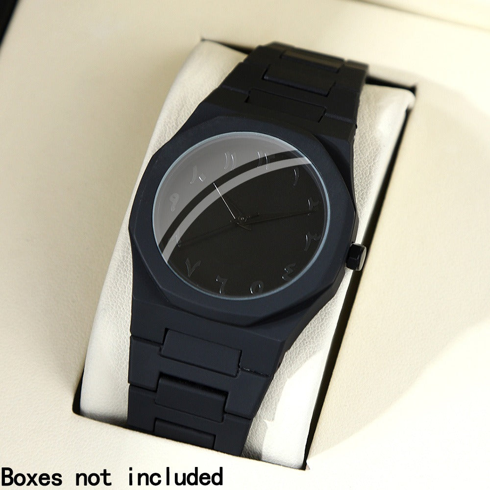Jewelry Set with Watch - Men's & Gift 4pcs - Quartz Watches Necklace Bracelet Ring Bundle, Black - product detail view 13