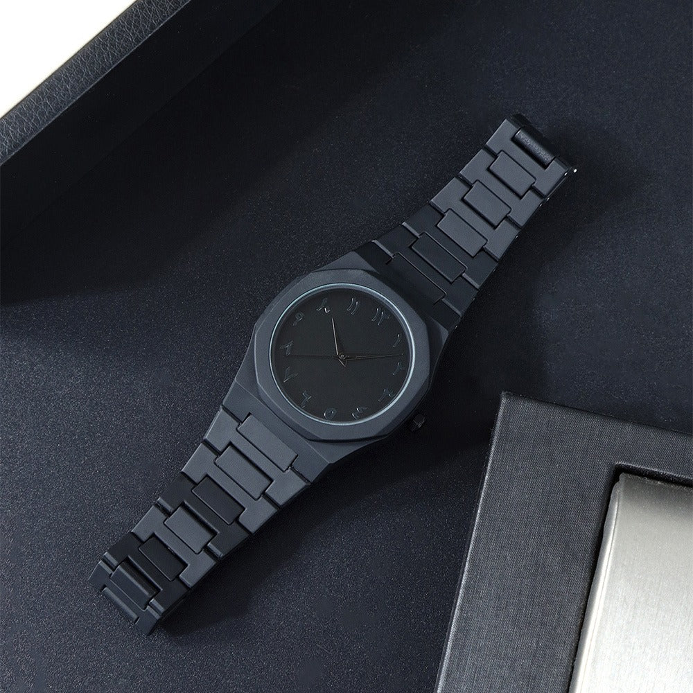 Jewelry Set with Watch - Men's & Gift 4pcs - Quartz Watches Necklace Bracelet Ring Bundle, Black - product detail view 15