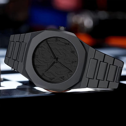 Jewelry Set with Watch - Men's & Gift 4pcs - Quartz Watches Necklace Bracelet Ring Bundle, Black - product detail view 17