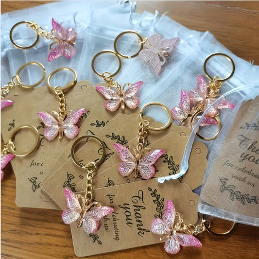 Keychain - Butterfly Bulk Set 36pcs Gradient Color Butterfly Charms with Ring Clasp - main product view