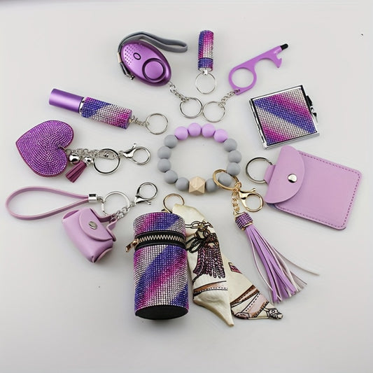 Keychain - Charm Set 11 Pcs - Light Up Perfume Bottle Heart Tassel Bag Charms with - main product view