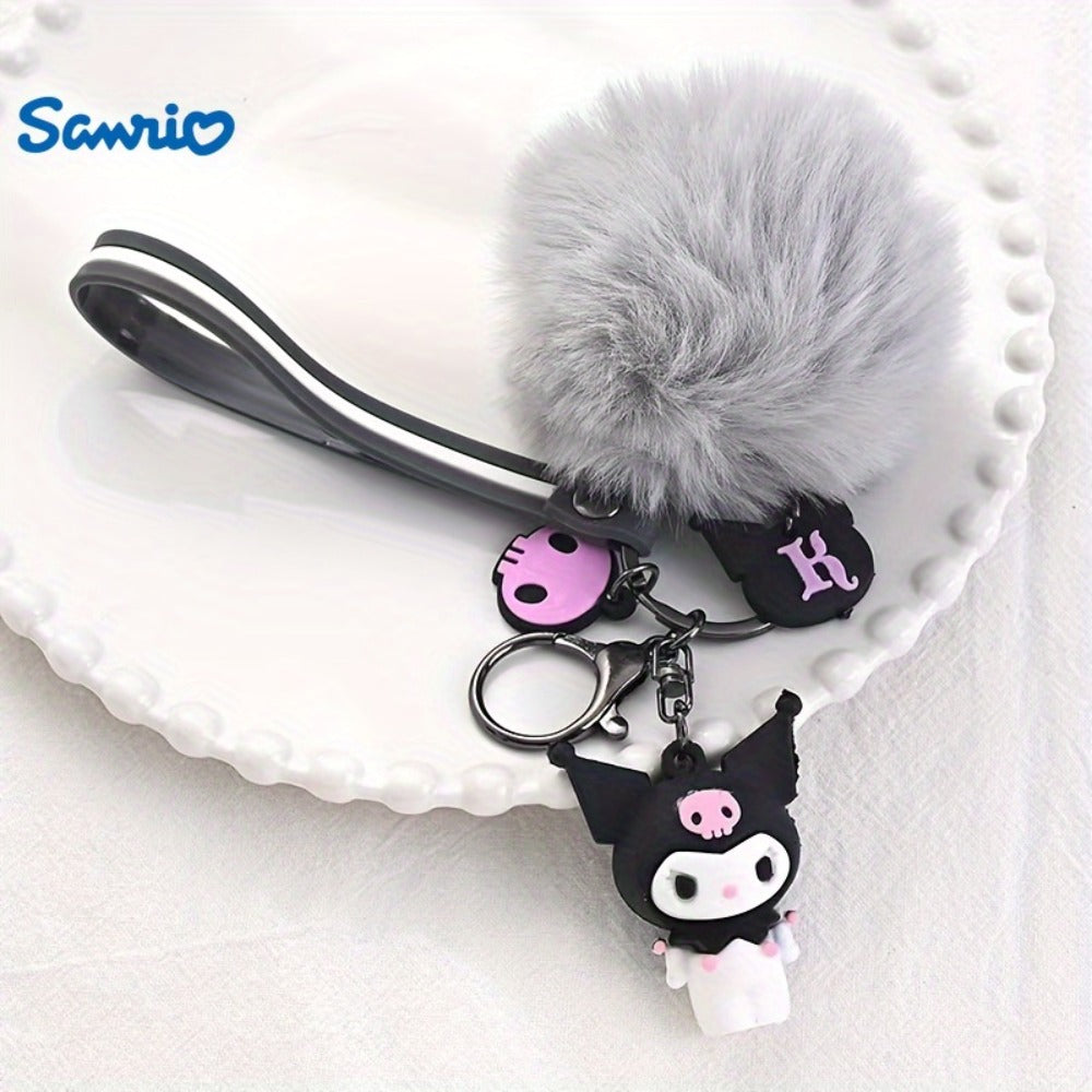 Keychain - Cherry Blossom Sanrio Set 7pcs Soft Furball Cartoon Cute Key Rings, Kawaii - product detail view 8