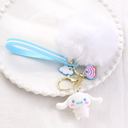 Keychain - Cherry Blossom Sanrio Set 7pcs Soft Furball Cartoon Cute Key Rings, Kawaii - product detail view 16