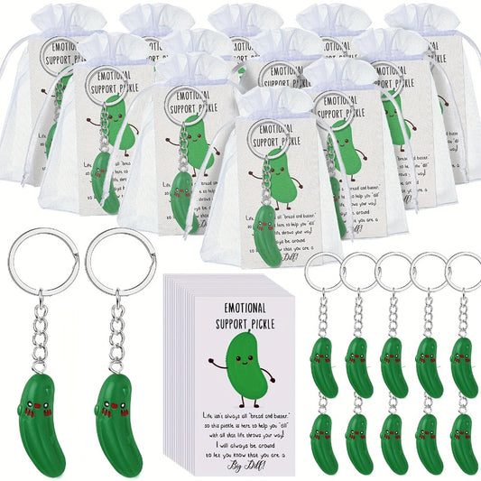 Keychain - Cucumber Bulk 25 Pack | Funny Inspirational Resin with Support Card Cute - main product view