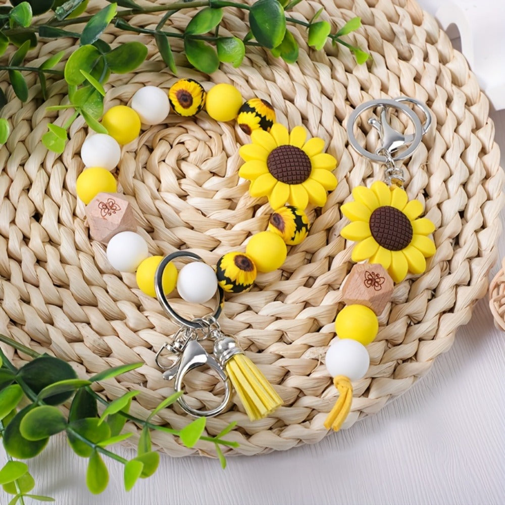 Keychain - Cute Beaded Set 2-4pcs Handmade Cartoon Charm Wristband Key Ring with - main product view